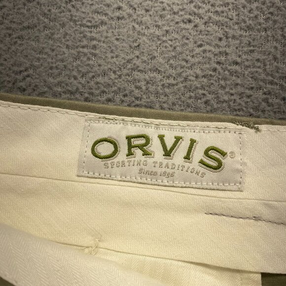 ORVIS Men's Dress Pants Size 34 Green Flat Front,Pockets,Preppy - Picture 3 of 15